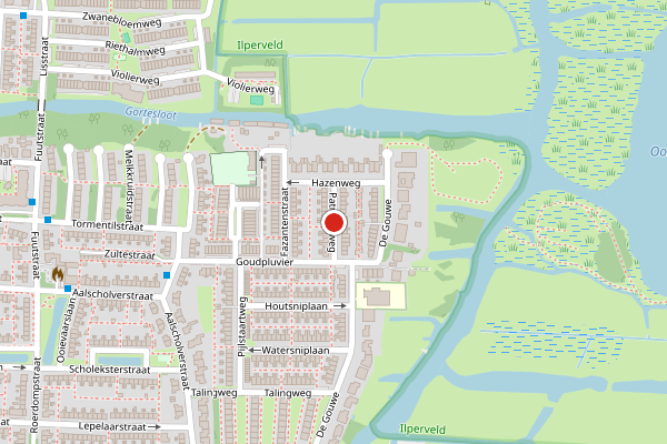 Brandweer-melding op Patrijzenweg, Landsmeer op 28 juni, kaart-overzicht