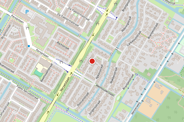 Brandweer-melding op Apkenstraat, Purmerend op 28 juni, kaart-overzicht