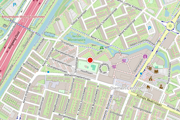 Brandweer-melding op van Markenplantsoen, Diemen op 28 juni, kaart-overzicht