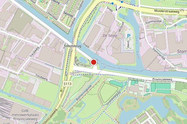 Brandweer-melding op Weesperstraat, Diemen op 28 juni, kaart-overzicht