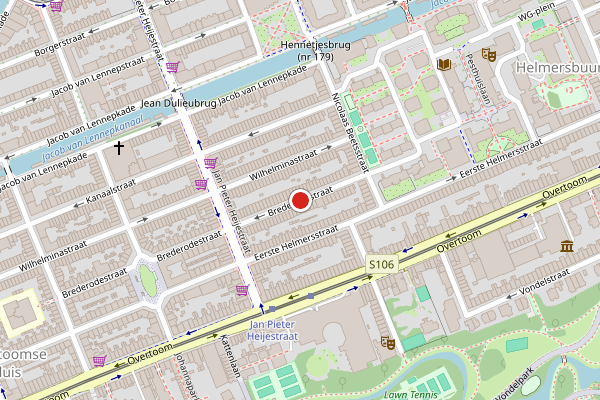 Brandweer-melding op Brederodestraat, Amsterdam op 28 juni, kaart-overzicht