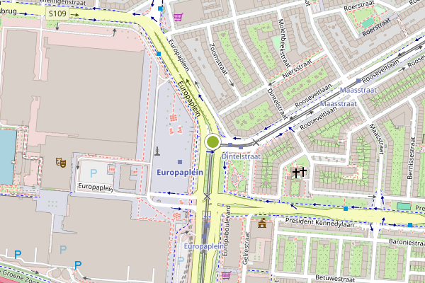 Ambulance-melding op Europaplein, Amsterdam op 28 juni, kaart-overzicht