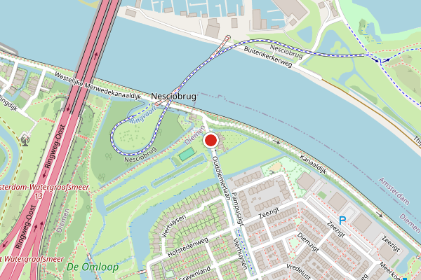 Brandweer-melding op Ouddiemerlaan, Diemen op 28 juni, kaart-overzicht