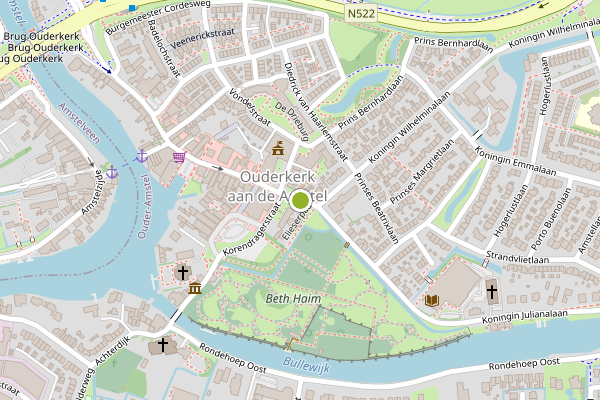 Ambulance-melding op Dorpsstraat, Ouderkerk aan de Amstel op 28 juni, kaart-overzicht