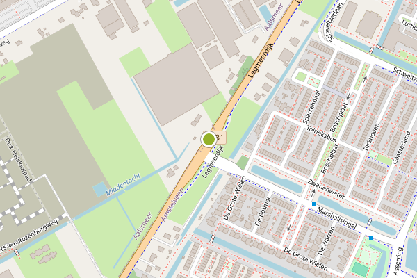 Ambulance-melding op Legmeerdijk, Amstelveen op 28 juni, kaart-overzicht