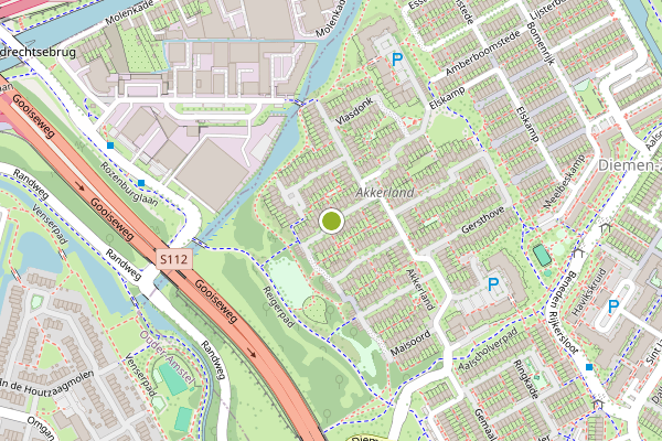 Ambulance-melding op Maanzaaderf, Diemen op 28 juni, kaart-overzicht