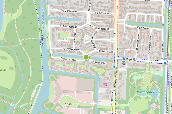 Ambulance-melding op Katerstraat, Amstelveen op 6 mei, kaart-overzicht