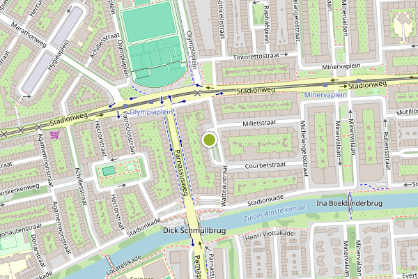 Ambulance-melding op Watteaustraat, Amsterdam op 6 mei, kaart-overzicht
