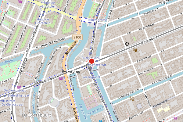 Brandweer-melding op Rozengracht, Amsterdam op 6 mei, kaart-overzicht