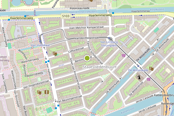 Ambulance-melding op Bentinckstraat, Amsterdam op 6 mei, kaart-overzicht