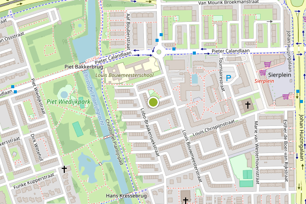 Ambulance-melding op Christine Stoetzhof, Amsterdam op 6 mei, kaart-overzicht