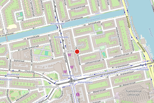 Brandweer-melding op Vechtstraat, Amsterdam op 29 juni, kaart-overzicht