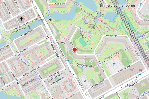 Brandweer-melding op Kikkenstein, Amsterdam op 29 juni, kaart-overzicht