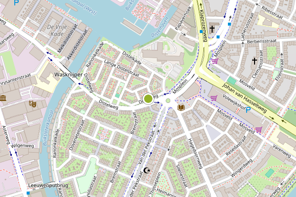 Ambulance-melding op Distelweg, Amsterdam op 6 mei, kaart-overzicht