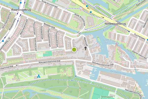 Ambulance-melding op Hoekschewaardweg, Amsterdam op 6 mei, kaart-overzicht