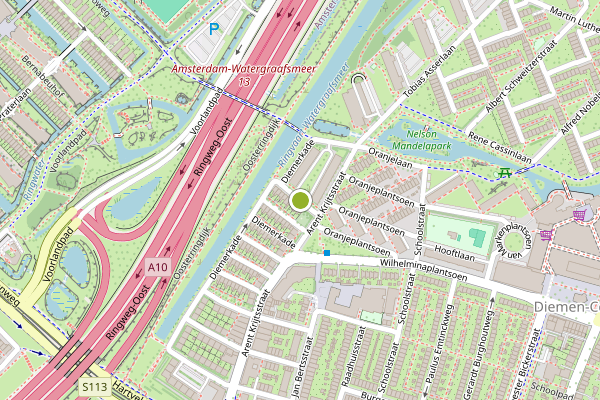 Ambulance-melding op Diemerkade, Diemen op 29 juni, kaart-overzicht
