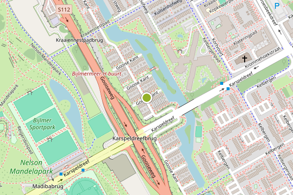 Ambulance-melding op Gooise Kant, Amsterdam op 29 juni, kaart-overzicht