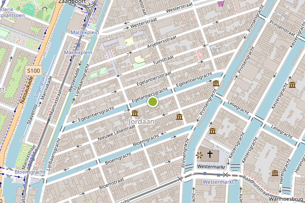 Ambulance-melding op Egelantiersgracht, Amsterdam op 29 juni, kaart-overzicht