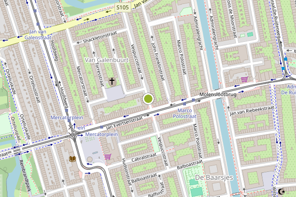 Ambulance-melding op Vespuccistraat, Amsterdam op 6 mei, kaart-overzicht