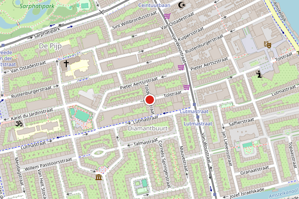 Brandweer-melding op Toldwarsstraat, Amsterdam op 30 juni, kaart-overzicht