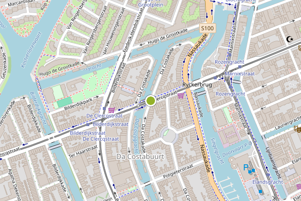Ambulance-melding op Da Costakade, Amsterdam op 30 juni, kaart-overzicht