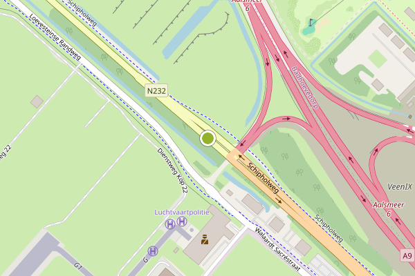Ambulance-melding op Schipholweg, Schiphol op 30 juni, kaart-overzicht