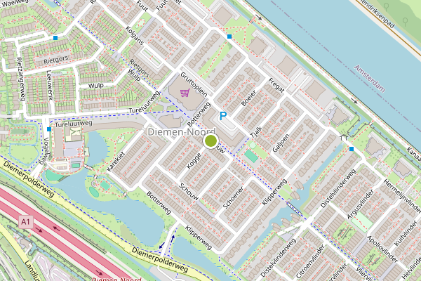 Ambulance-melding op Schouw, Diemen op 7 mei, kaart-overzicht