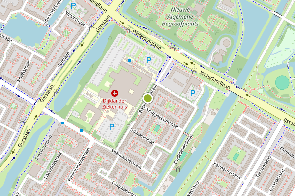 Ambulance-melding op Basisveenstraat, Purmerend op 1 juli, kaart-overzicht