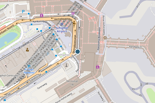 Politie-melding op Vertrekpassage, Schiphol op 2 juli, kaart-overzicht