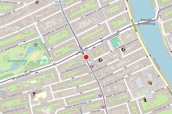Brandweer-melding op Van Woustraat, Amsterdam op 2 juli, kaart-overzicht