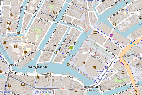 Ambulance-melding op Zwanenburgwal, Amsterdam op 2 juli, kaart-overzicht