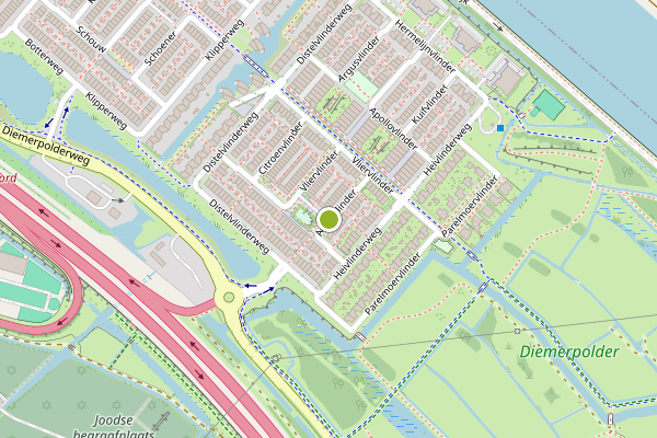 Ambulance-melding op Agaatvlinder, Diemen op 2 juli, kaart-overzicht