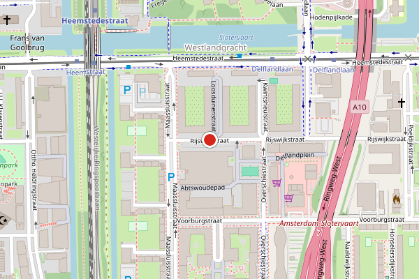 Brandweer-melding op Rijswijkstraat, Amsterdam op 2 juli, kaart-overzicht