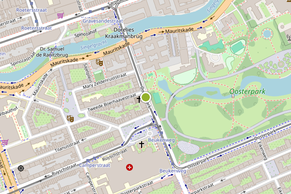 Ambulance-melding op Oosterpark, Amsterdam op 2 juli, kaart-overzicht