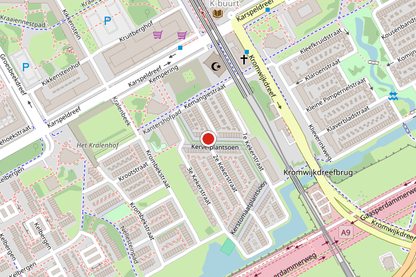 Brandweer-melding op Kervelplantsoen, Amsterdam op 3 juli, kaart-overzicht