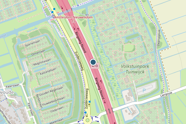 Politie-melding op A10 Ringweg-Noord, Amsterdam op 3 juli, kaart-overzicht