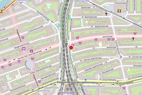 Brandweer-melding op Celebesstraat, Amsterdam op 3 juli, kaart-overzicht