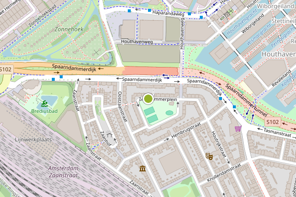 Ambulance-melding op Zaandammerplein, Amsterdam op 7 mei, kaart-overzicht