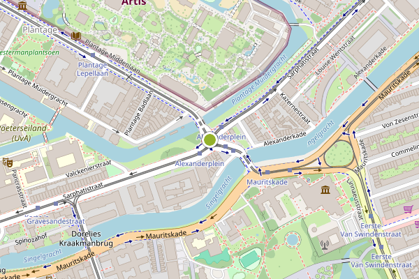 Ambulance-melding op Sarphatistraat, Amsterdam op 7 mei, kaart-overzicht