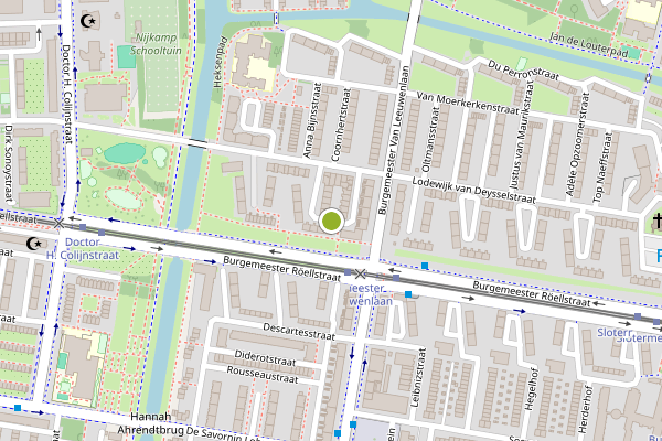 Ambulance-melding op Melis Stokehof, Amsterdam op 7 mei, kaart-overzicht