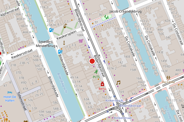 Brandweer-melding op Bilderdijkstraat, Amsterdam op 7 mei, kaart-overzicht