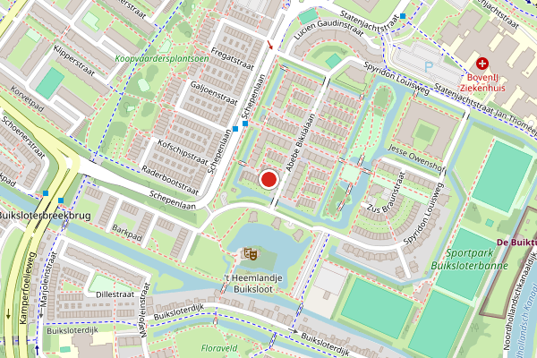 Brandweer-melding op Jacobus Willemspad, Amsterdam op 7 mei, kaart-overzicht