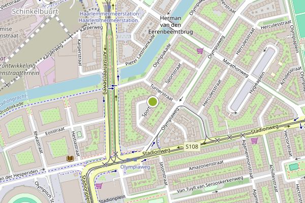Ambulance-melding op Sportstraat, Amsterdam op 3 juli, kaart-overzicht