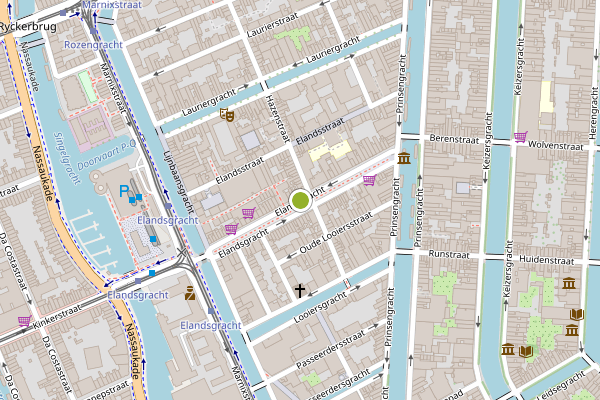 Ambulance-melding op Elandsgracht, Amsterdam op 4 juli, kaart-overzicht