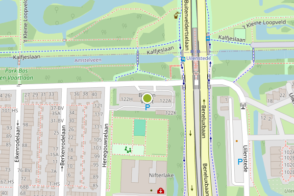 Ambulance-melding op Bos en Vaartlaan, Amstelveen op 7 mei, kaart-overzicht
