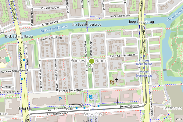 Ambulance-melding op Minervalaan, Amsterdam op 8 mei, kaart-overzicht
