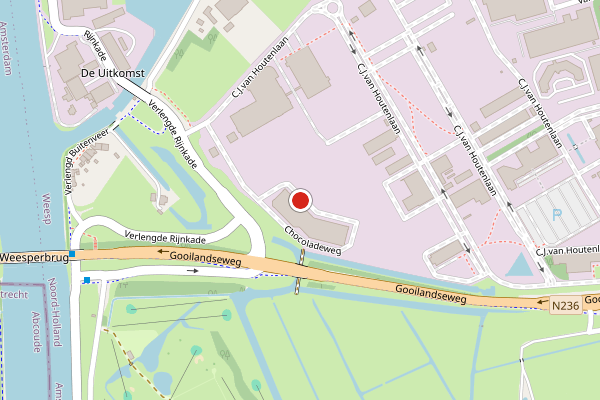 Brandweer-melding op Chocoladeweg, Weesp op 4 juli, kaart-overzicht