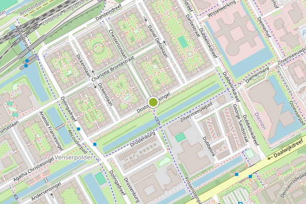 Ambulance-melding op Dostojevskisingel, Amsterdam op 7 mei, kaart-overzicht