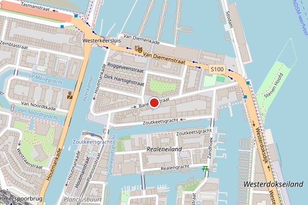Brandweer-melding op Barentszstraat, Amsterdam op 7 mei, kaart-overzicht