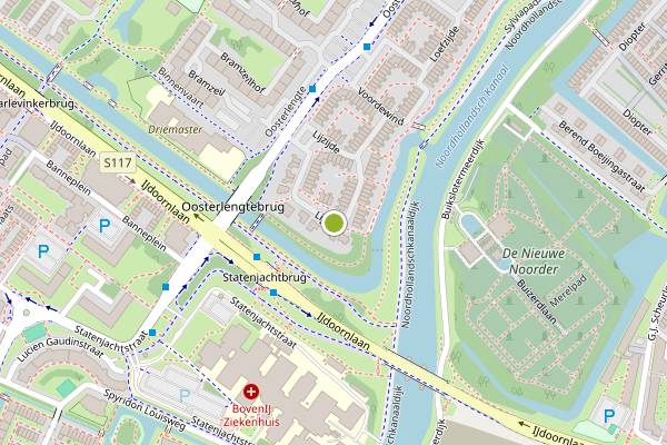 Ambulance-melding op Lijzijde, Amsterdam op 7 mei, kaart-overzicht